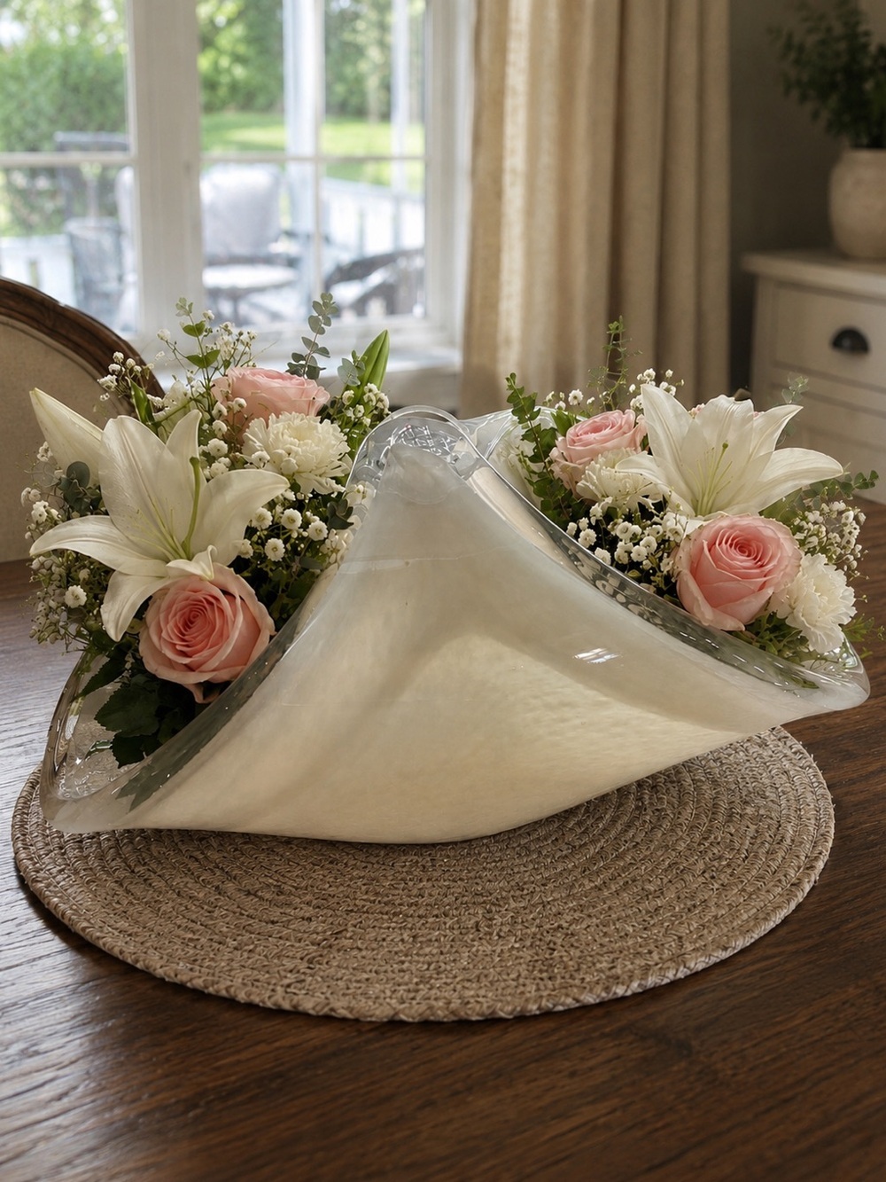 Murano glass pinched double vase Elegant Centerpiece